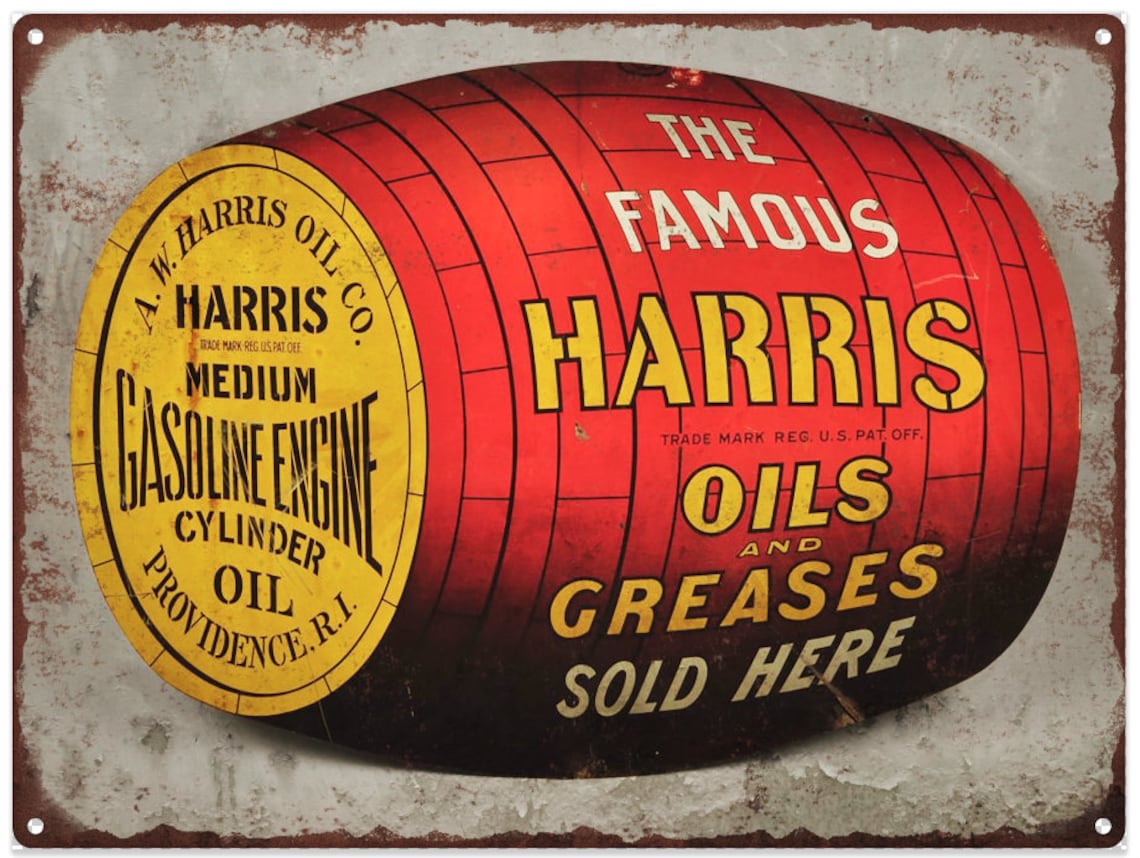 Harris Oil and Grease 9x12 Reproduced Aluminum Vintage Sign Etsy
