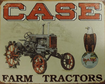 Reproduction d'une enseigne vintage pour tracteur Case 9 x 12 en aluminium d'aspect rustique