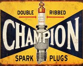 Champion Spark Plug 9x12 Reproduced Aluminum Vintage Sign Garage