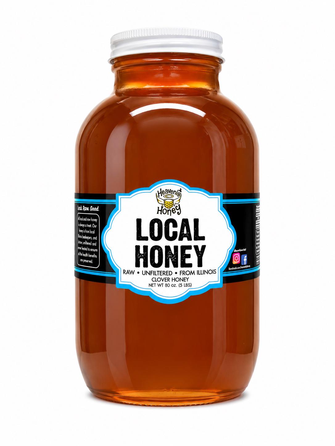 Raw Local Chicago Honey 5 LB Unfiltered Illinois Honey Pure Small Batch Honey with Free Honey Dipper Artisan Honey Gift