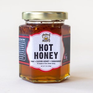 Hot Honey | Raw Hot Habanero Honey | Local Illinois Honey | Raw, Unprocessed, Unfiltered | 9 Oz Jar