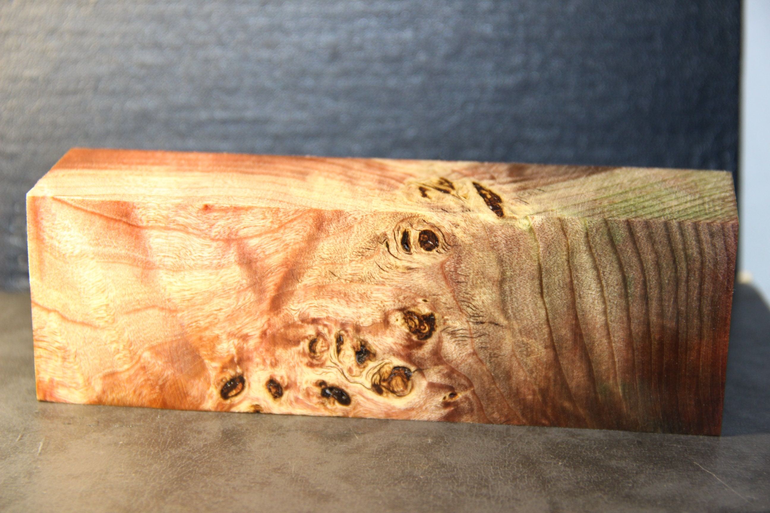 874 Stabilized & Dyed Poplar Burl Wood Knife Handle Block Etsy UK
