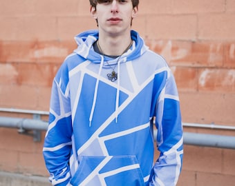 Felpa con cappuccio unisex per adulti con triangoli blu