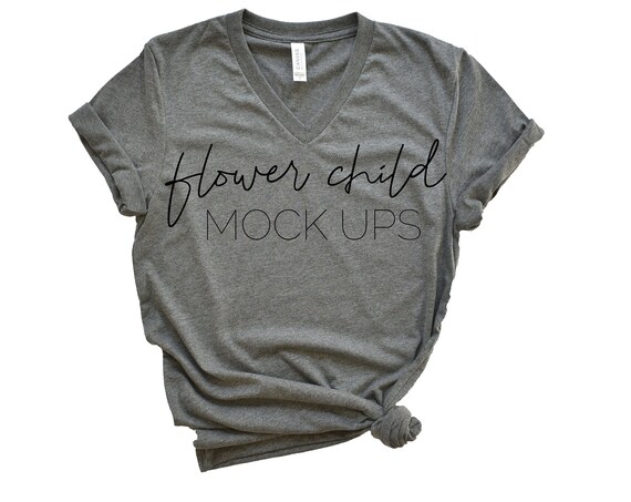 3005 Deep Heather Mockup 3005 Bella Canvas Vneck Mockup