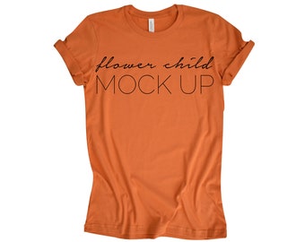 Download Free 3001 Burnt Orange Mockup Bella Canvas | Bella Canvas Orange Tshirt Mockup | Orange Shirt 3001 Mockup | Fall Mockups | Shirt Mockups for Fall PSD Template