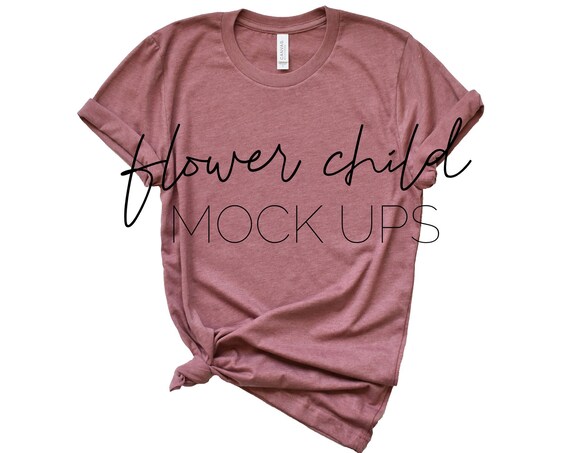 3001 Heather Mauve Mockup Bella Canvas Mockups T-Shirt Mockup