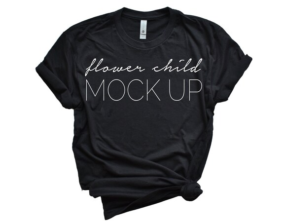 3600 Black Next Level T-Shirt Mockup Knotted Next