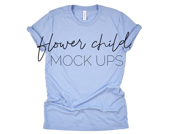 3001 Heather Blue Mockup Bella Cavas T-Shirt Mockups 3001cvc
