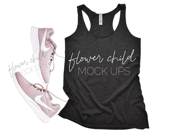 6733 Vintage Black Mockup Black Tank Mockup Next Level