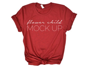 Download Free 3001 Cardinal Red Bella Canvas Mockup | Red Tshirt Mockup Bella Canvas | Fall Mockups | Cardinal 3001 PSD Template