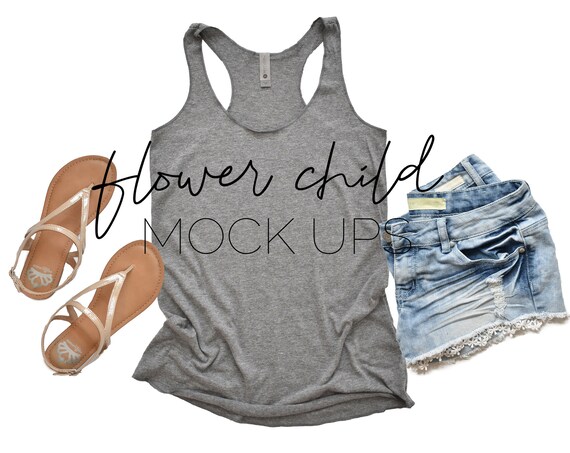 Next Level 6733 Premium Heather Mockup Styled Gray Tank