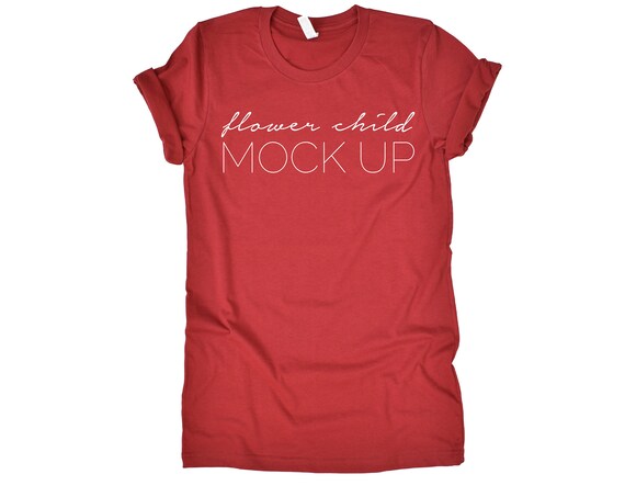 Cardinal Red Bella Canvas 3001 Red T-Shirt Mockup