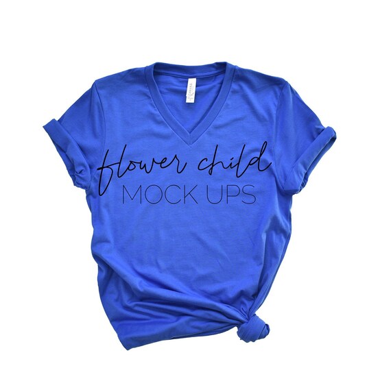 3005 True Royal Mockup 3005 Bella Canvas Vneck Mockup 3005 True Royal Mockup 3005 Bella Canvas Vneck Mockup
