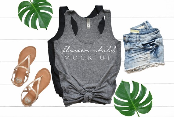 Next Level 6733 Premium Heather Gray Vintage Black Mockup