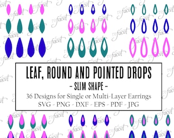 Leather Earring SVG Cut Files - Layer Leaf, Teardrops and Pointed Drops - Templates to Cut on Cricut or Laser - Instant Download