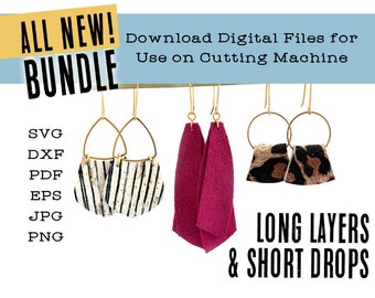 NEW! Leather Earring SVG Cut Files - Long Layers & Short Drops - Cut on Cricut or By Hand - Instant Download