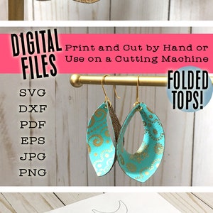 Leather Earring SVG Cut Files - Leaf and Teardrop 3D Dimensional Shapes - Templates to Cut on Cricut or Laser - Instant Download