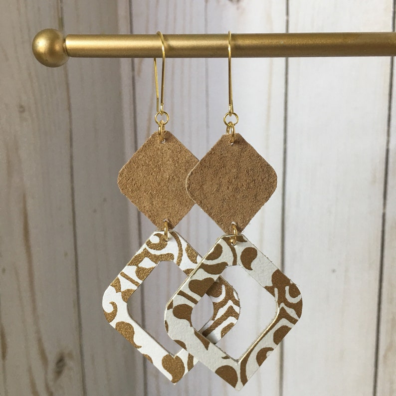 Boucle d’oreille en cuir SVG Cut Files - Gouttes rondes, carrées et ...