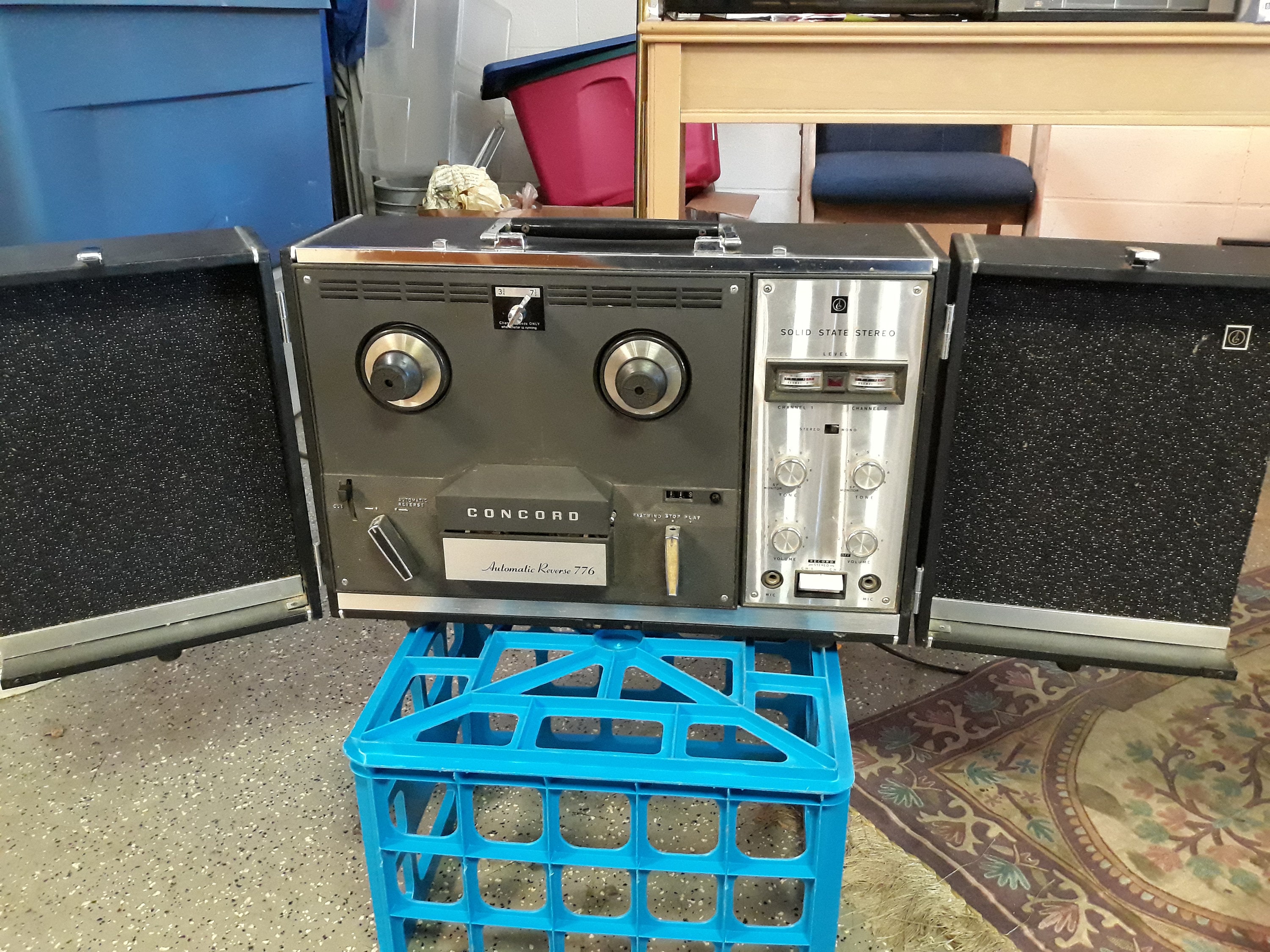 Rare Vintage concord Auto Reverse 776 Reel to Reel Stereo With 2 Hinged  Speakers. Tested and Working. Excellent Condition. 