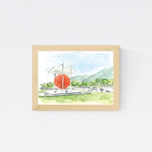 Stadt Kunst Esfera de Jesus Soto Caracas Venezuela Druck, Wand-Kunstwerk dekorative Aquarell Illustration, Digitaldruck