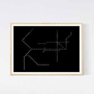 PHILADELPHIA, Metro Map Subway U.S, minimalist, black & white/Transit map/ poster art, digital art, wall art, home decor, poster