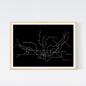 BARCELONA Metro Karte U-Bahn Spanien, minimalistisch, schwarz & weiß/Transit Karte / Poster-Kunst, digitale Kunst, Wandkunst, Wohnkultur, Plakat