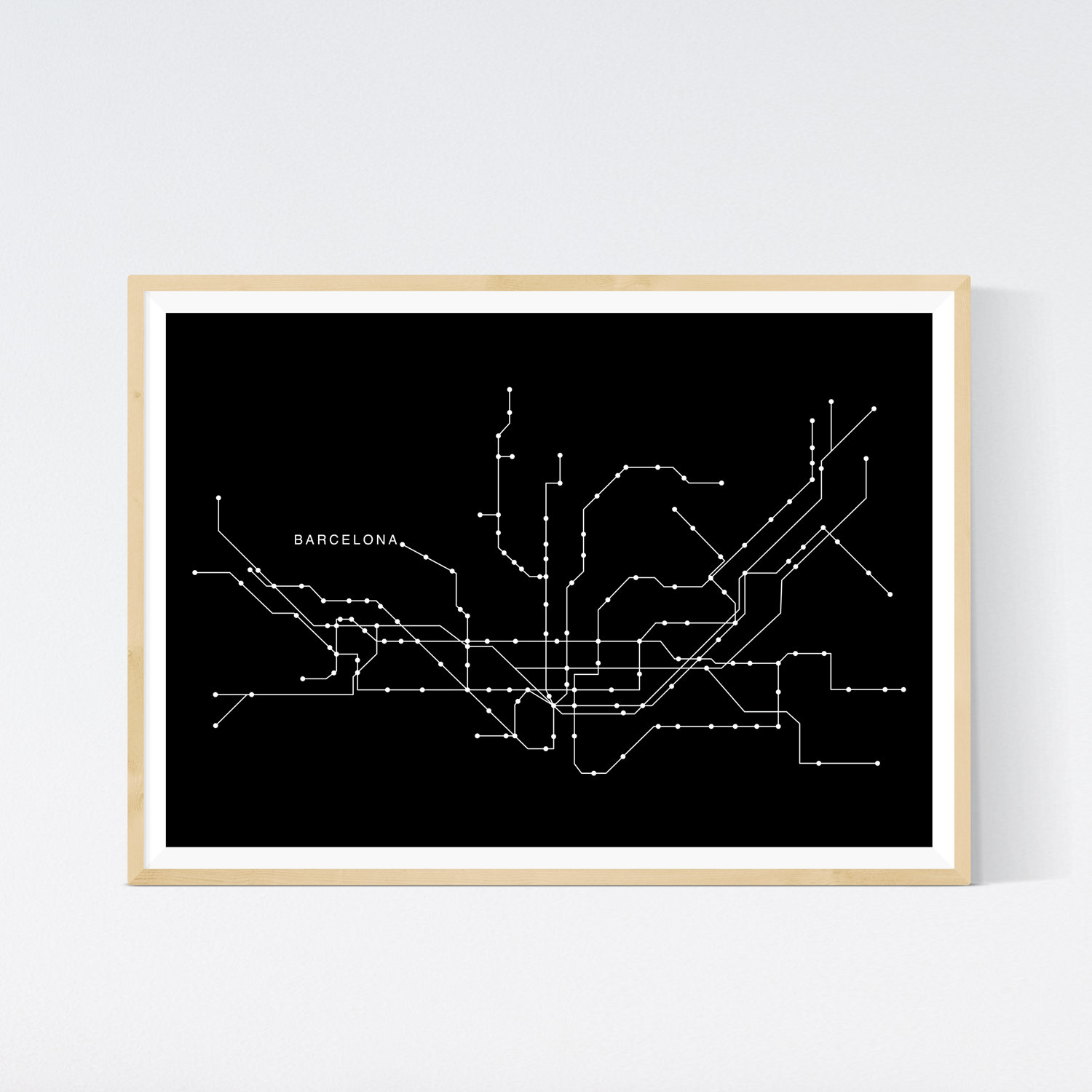 BARCELONA Metro Map Subway Spain, minimalist, black & white/Transit map/ poster art, digital art, wall art, home decor, poster