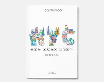 NYC COLORING BOOK | New York City, United States |  Kids and adults coloring book | handcrafted | illustrative, city, travel, art, culture