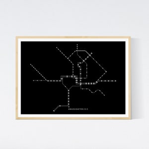 WASHINGTON DC, Columbia Metro Map Subway Verenigde Staten / minimalistisch / Transit kaart / poster kunst, digitale kunst / kunst aan de muur, home decor, POSTER