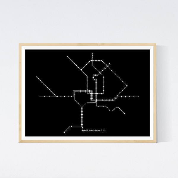 WASHINGTON DC, Columbia Metro Map Subway United States/minimalist/Transit map/poster art, digital art/wall art, home decor, POSTER