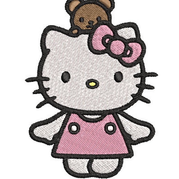 Kitty Teddy Bear Pink Dress Bow Fall  Cat Cartoon ~ Machine Embroidery Design File