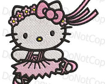 Kitty Ballerina Dancer Dance Recital Cute Cartoon  ~ Machine Embroidery Design File