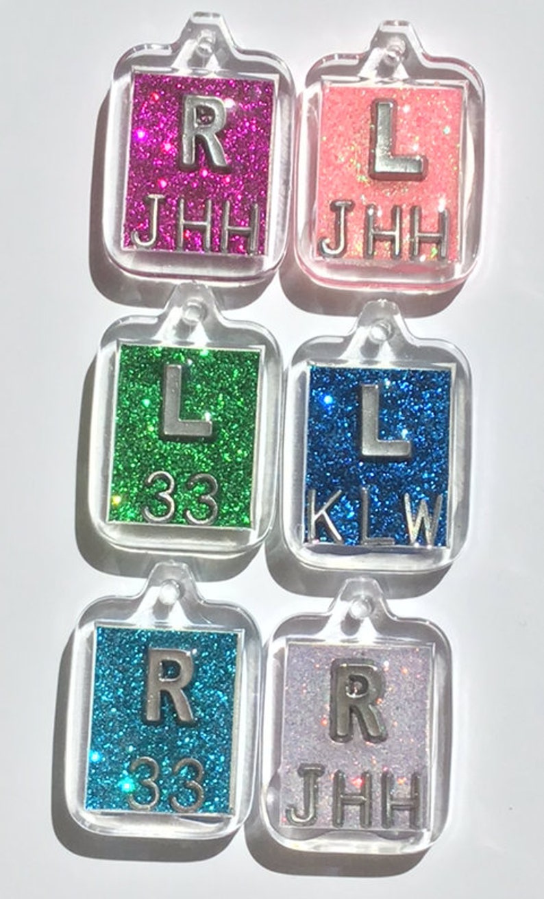 Three sets of xray markers with glitter background 3 R and 3 L with Initials image 1