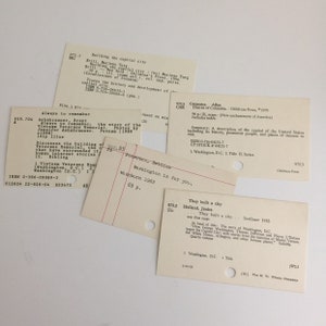 Washington DC theme library catalog cards 3 vintage index | Etsy