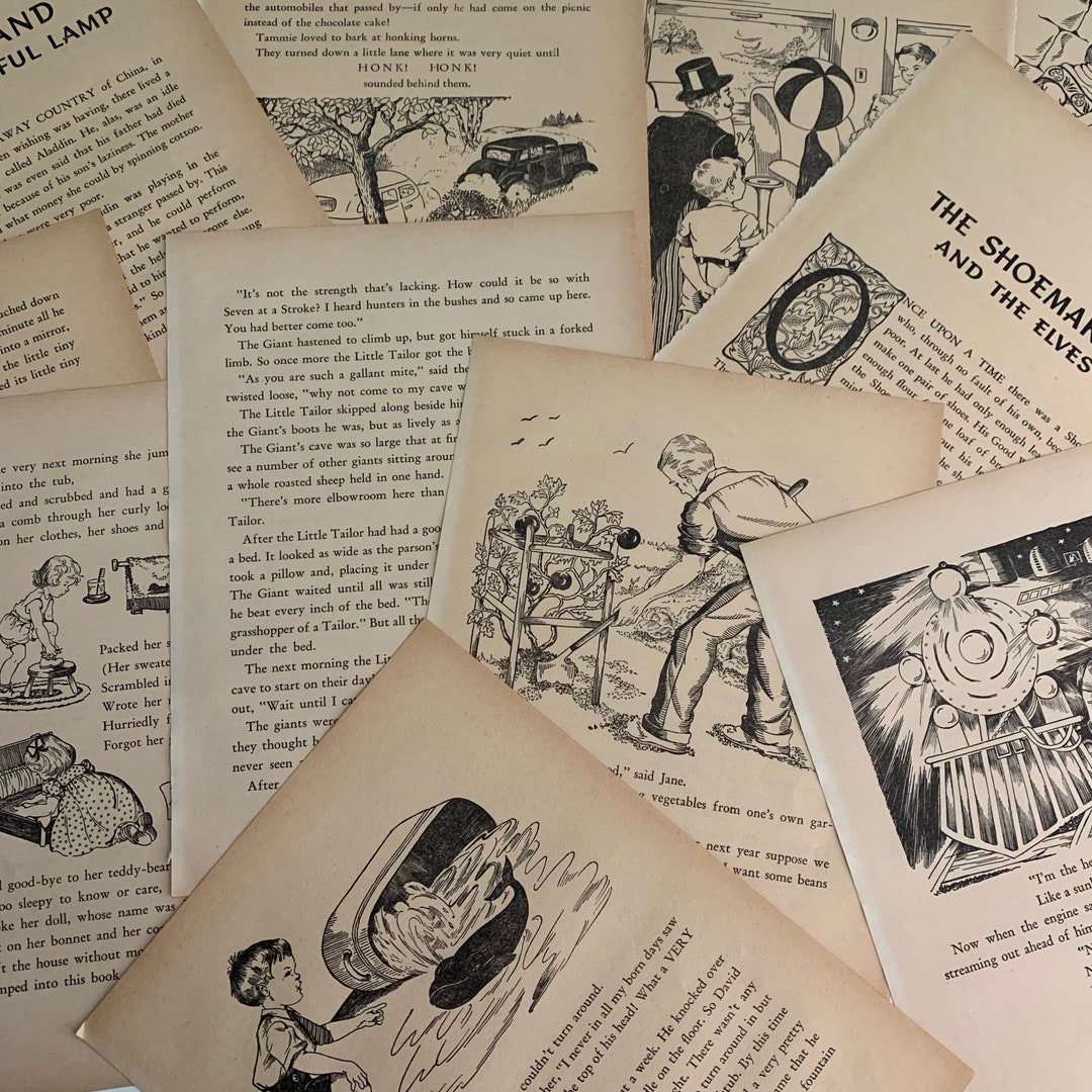 Vintage Large Children's Book Page Bundle 15 1950s Etsy