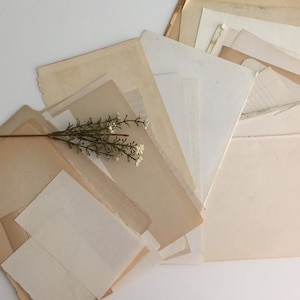 10 pages of vintage blank paper | distressed aged paper bundle for crafts | antique ephemera lot rescued from old books etc.