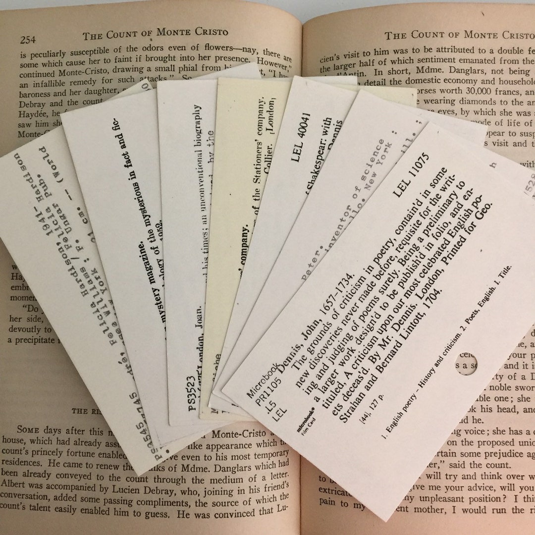 6 Literary Themed Library Catalog Cards Poetry Drama Literature