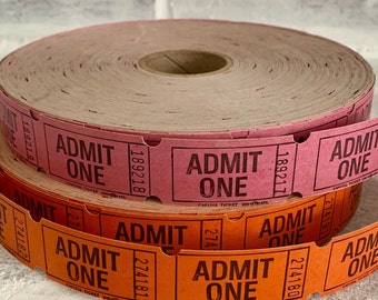 36 vintage tickets for craft + party decor | choose old pink, orange or mixed Admit One lot for junk journal or circus, movie theme event