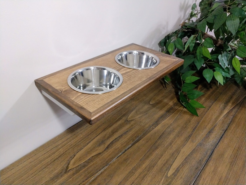 Two Dish Wall Mount Pet Feeder 1 Quart Removable Dishes Etsy