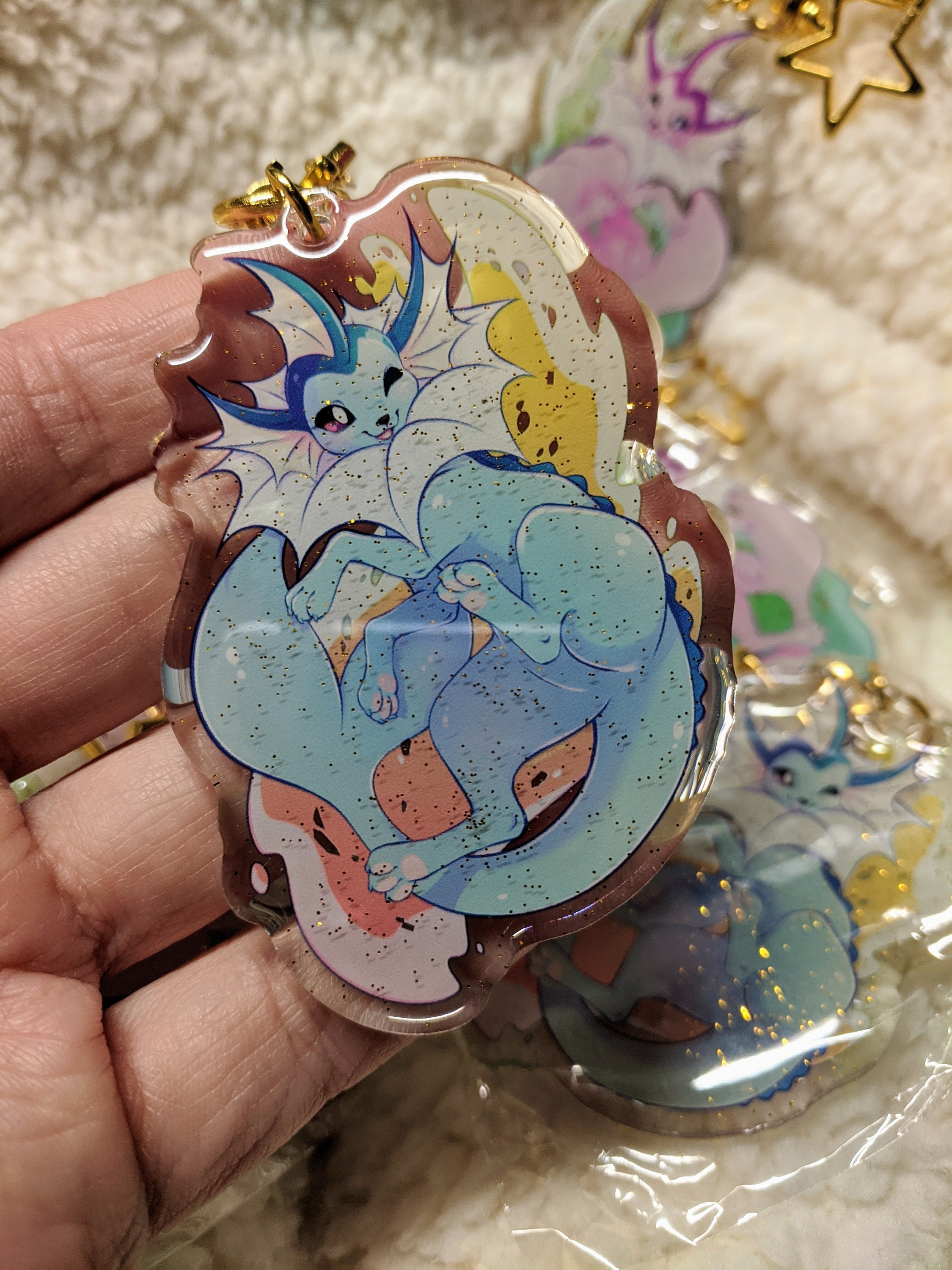 Vaporeon Acrylic Keychain Pokemon Eeveeloution Cute Etsy