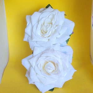 Double Rose Hair Flower in Off White