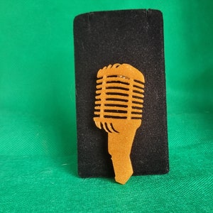 Microphone Brooch in Gold Resin