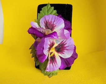 Double Pansy Hair Flower in Light and Dark Purple