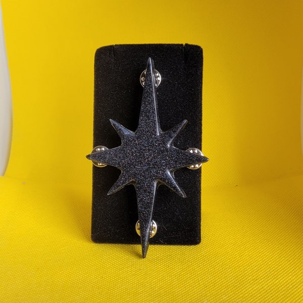 Large Atomic Star Brooch in Black