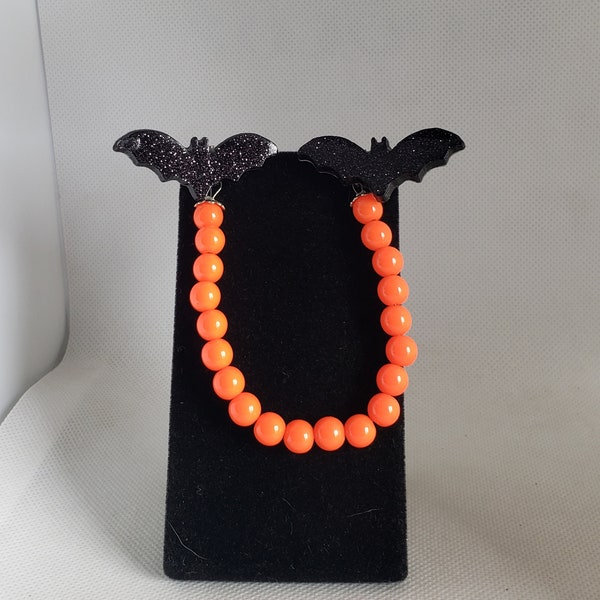 Bat Cardigan Clips in Black and Bright Orange