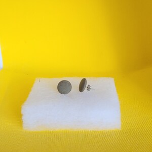 Fabric Covered Button Earrings in Dark Khaki