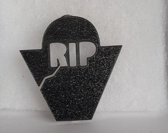 Headstone Brooch in Glitter Black Acrylic