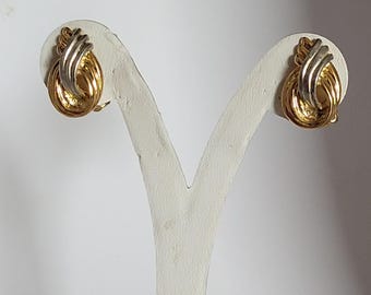Vintage Gold Tone and Silver Tone Knot Clip On Earrings