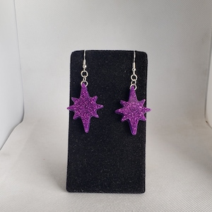 Retro Atomic Star Earrings in Amethyst