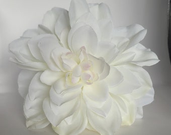 Large Dahlia Hair Flower in Off White